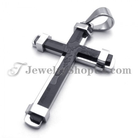 Gorgeous Black Titanium Cross Pendant