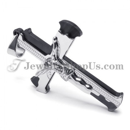 Classical Black Titanium Cross of Jesus Pendant