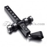 Gorgeous Black Titanium Cross Pendant with Rhinestones