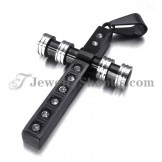 Gorgeous Black Titanium Cross Pendant with Rhinestones