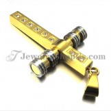 Gorgeous Gold Titanium Cross Pendant with Rhinestones