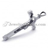 Elegant Silver Titanium Jesus Cross Pendant