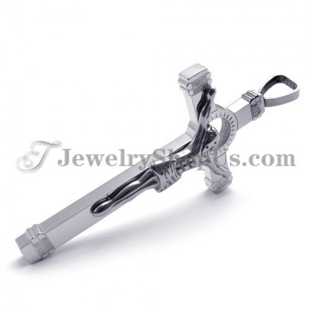 Elegant Silver Titanium Jesus Cross Pendant