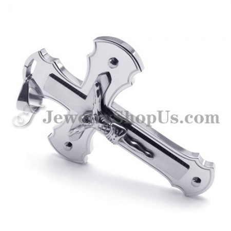 Classical Silver Titanium Cross of Jesus Pendant