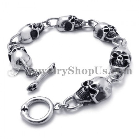 Fashion Skulls Titanium Bracelet