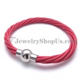 Fashion Pink Leather with Titanium Bracelet