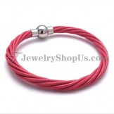 Fashion Pink Leather with Titanium Bracelet