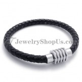 Fashion Leather and Titanium Bracelet
