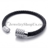 Fashion Leather and Titanium Bracelet