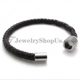 Fashion Titanium and Leather Bracelet