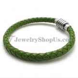 Gorgeous Green Titanium and Leather Bracelet