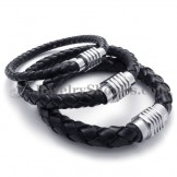 Elegant Black Titanium and Leather Bracelet