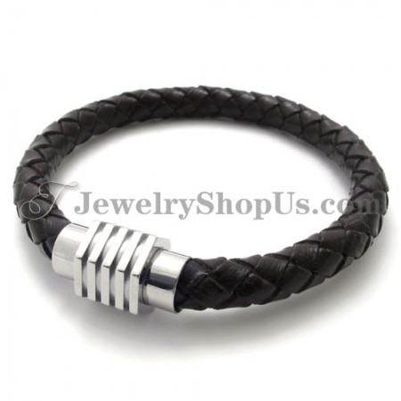 Fashion Titanium with Leather Bracelet