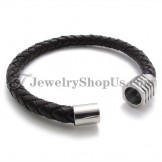 Fashion Titanium with Leather Bracelet