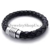 Elegant Titanium and Leather Bracelet