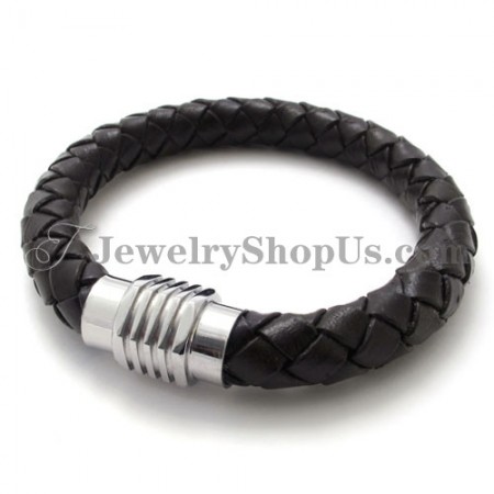 Fashion Leather Bracelet with Titanium