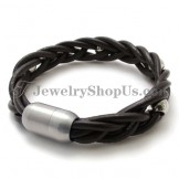 Fashion Leather and Titanium Bracelet