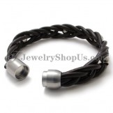 Fashion Leather and Titanium Bracelet