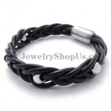 Fashion Leather with Titanium Bracelet