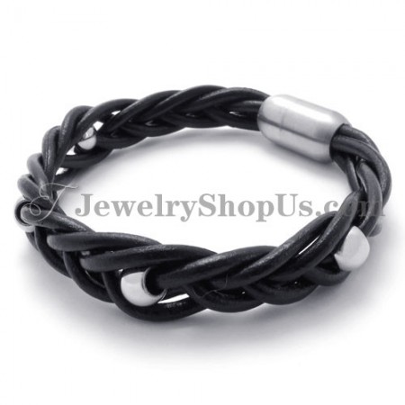 Fashion Leather with Titanium Bracelet
