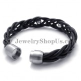 Fashion Leather with Titanium Bracelet