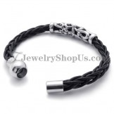 Gorgeous Black Leather with Titanium Bracelet