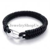 Elegant Leather Titanium Bracelet
