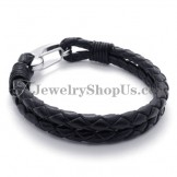 Elegant Titanium Leather Bracelet