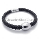 Fashion Brown Leather Titanium Bracelet