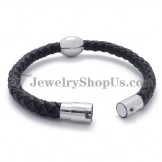 Fashion Brown Leather Titanium Bracelet