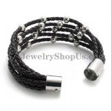 Fashion Brown Leather with Titanium Bracelet