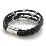 Fashion Brown Leather with Titanium Bracelet