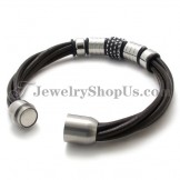 Elegant Brown Leather with Titanium Bracelet