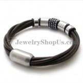 Elegant Brown Leather with Titanium Bracelet