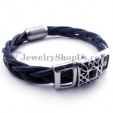 Elegant Titanium Leather Bracelet