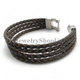 Elegant Leather and Titanium Bracelet