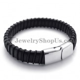 Gorgeous Black Titanium with Leather Bracelet