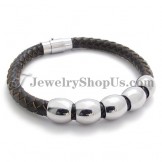 Fashion Leather and Titanium Bracelet