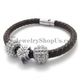 Brown Titanium and Leather Bracelet