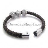 Brown Titanium and Leather Bracelet