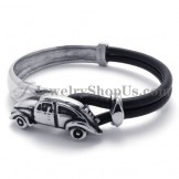 Elegant Leather with Titanium Bracelet