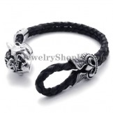 Fashion Black Leather with Titanium Bracelet