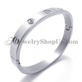 Fashion Silver Titanium Bracelet with Rhinestone