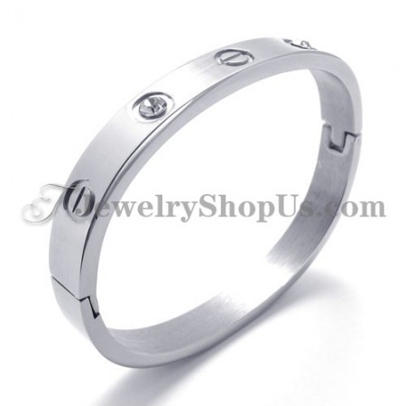 Fashion Silver Titanium Bracelet with Rhinestone