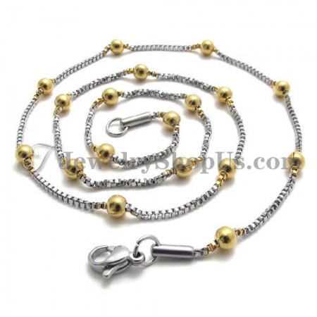 Elegant Titanium Gold Beads Women's Necklace