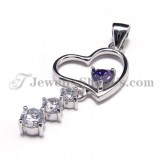 925 Silver Sweet heart Zircon Pendant (Electroplating platinum) with Free Chain