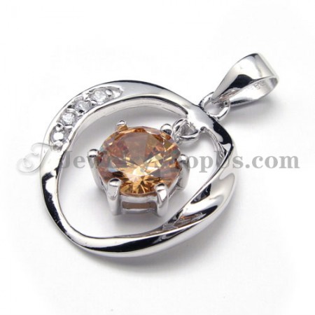 925 Silver Zircon Pendant (Electroplating platinum) with Free Chain