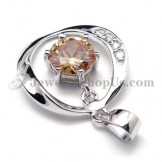 925 Silver Zircon Pendant (Electroplating platinum) with Free Chain