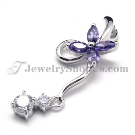 925 Silver Pendant with Zircon (Electroplating platinum) with Free Chain