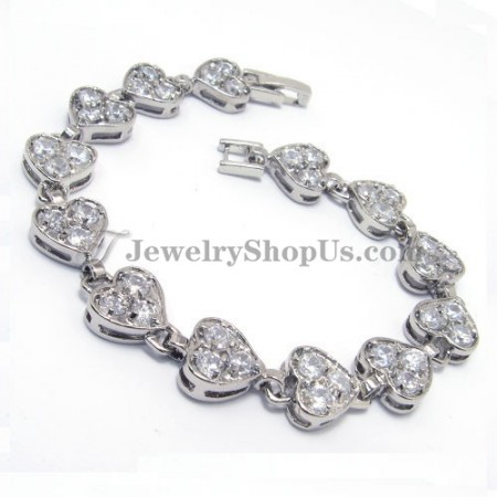 Fashion Heart Shape Alloy Bracelet with Zircons